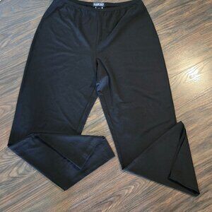 LANDS' END Classic Black Pull-On Dressy Wide-Leg Pants SIZE M